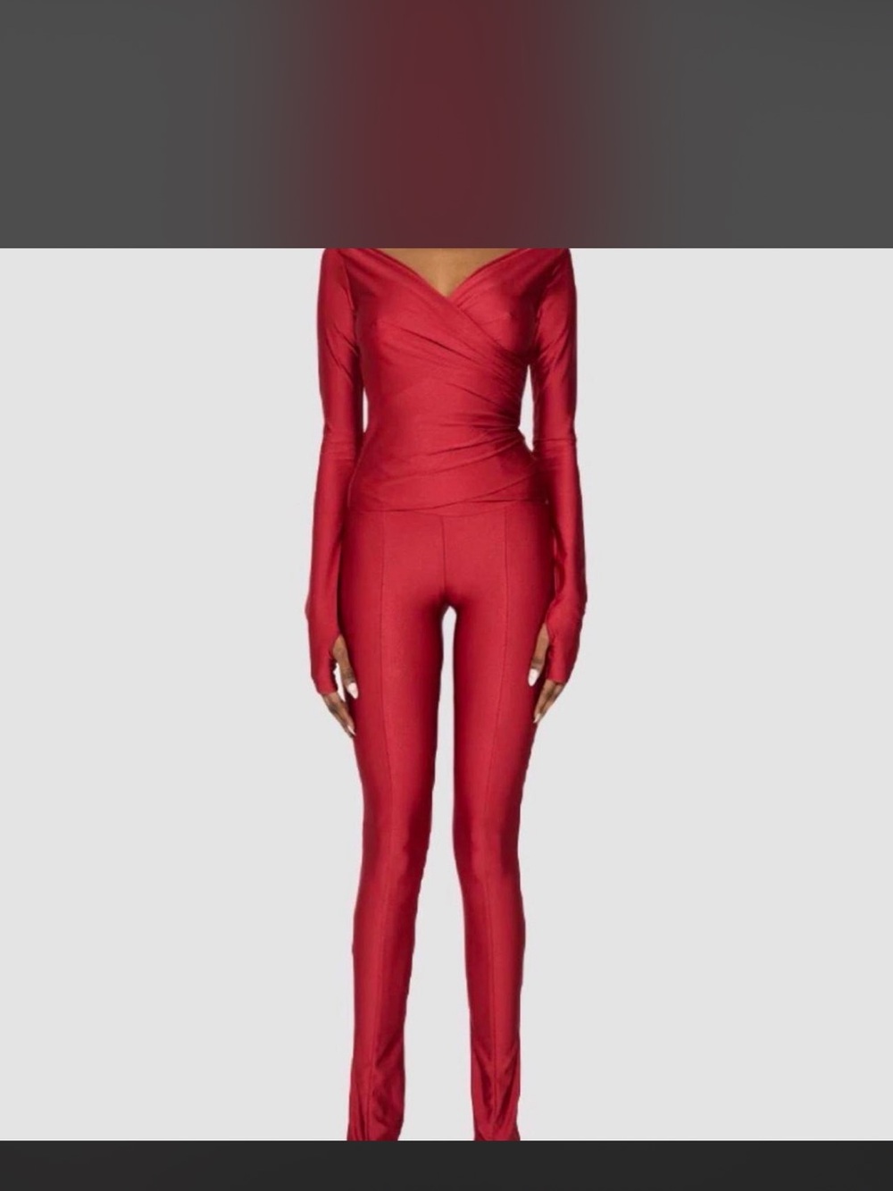 Sleek Red Wrap-Style Jumpsuit